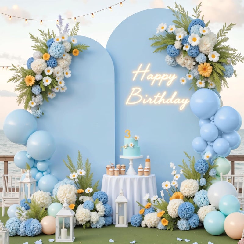 Suppromo Pink and Blue Arch Cover 2 Set 7.2 and 6ft Gender Reveal Arch Backdrop Cover Spandex Arch Stand Covers for Baby Shower Boys or Girls Birthday Party Banquet Photo Background Decorations - Image 3